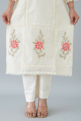 Off White Cotton Chikankari Dress