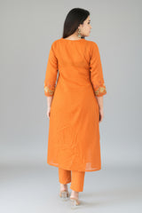 Rust Cotton Dress – Casual Ethnic Wear