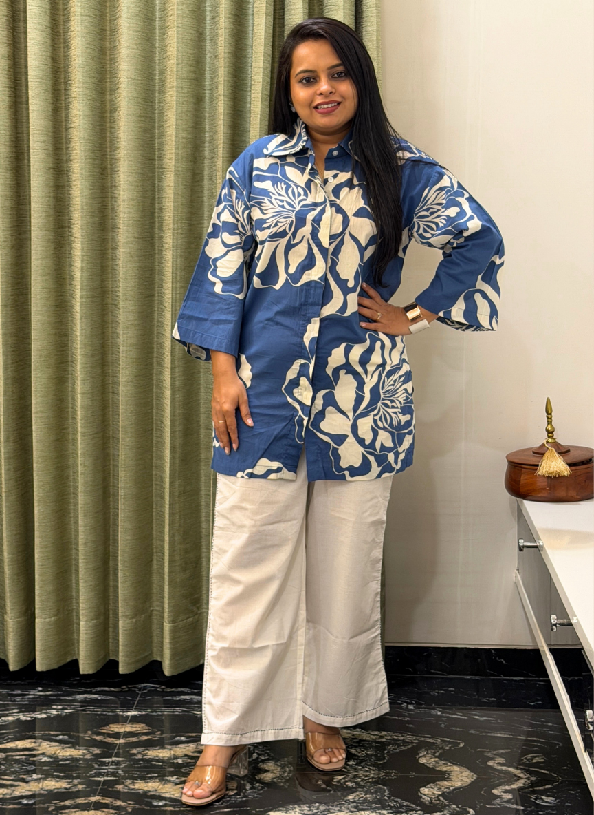 Blue & white cotton co-ord set