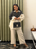 Black & off-white khadi cotton co-ord set