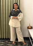 Black & off-white khadi cotton co-ord set
