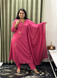 Rani pink mulcotton sequence embroidered dress