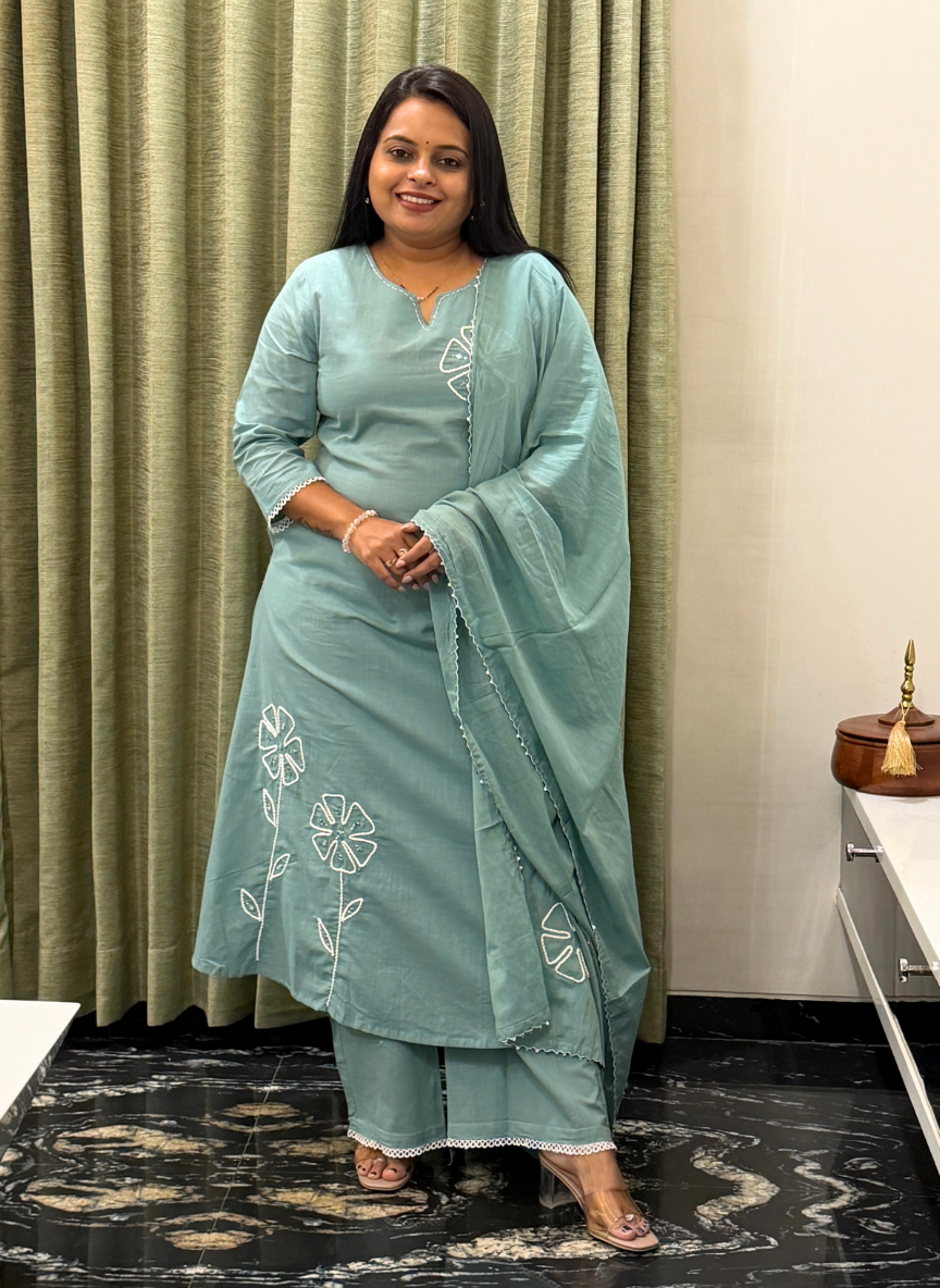 Sea green cotton dress