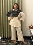 Black & off-white khadi cotton co-ord set