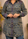 Blue crape silk shirt