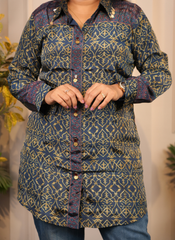 Blue crape silk shirt