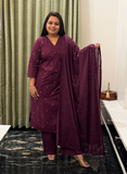 Wine jamdani cotton dress