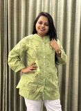 Green embroidered Short Top