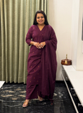 Wine jamdani cotton dress