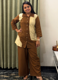 Beige & brown cotton co-ord set