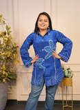 Blue bandhni crape silk shirt