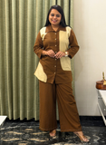 Beige & brown cotton co-ord set