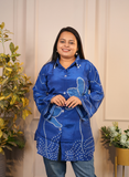 Blue bandhni crape silk shirt