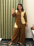 Beige & brown cotton co-ord set