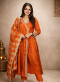 Rust Silk Heavy Dress for Women