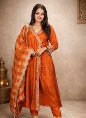 Rust Silk Heavy Dress for Women