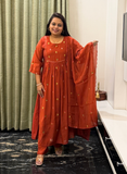 Rust soft silk dress