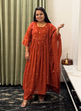 Rust soft silk dress
