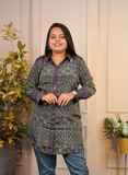 Blue crape silk shirt