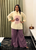 Purple & off-white cotton co-ord set