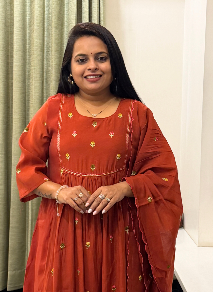 Rust soft silk dress