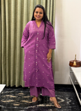 Purple jamdani cotton kurti set