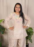 Onion pink tissue co-ord set with hand work detaling