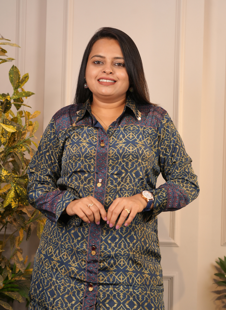 Blue crape silk shirt