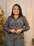 Blue crape silk shirt