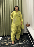 Light green dress with farshi salwar and duppata