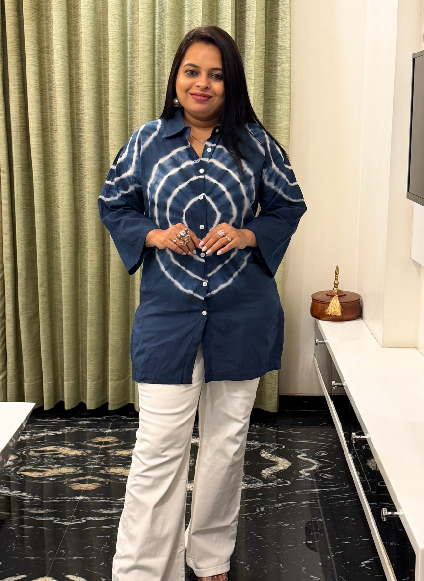 Dark blue hand batik shirts