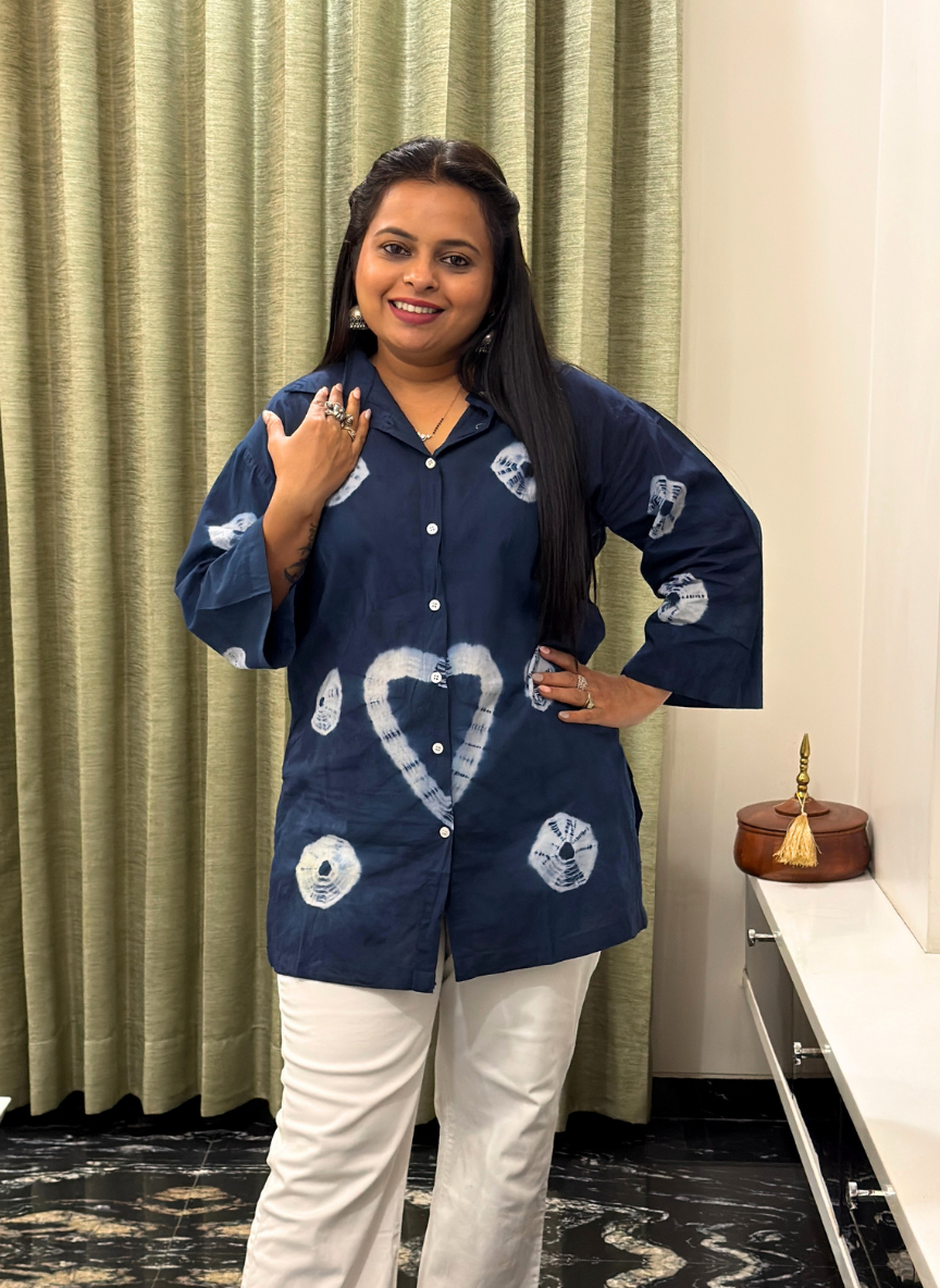 Dark blue hand batik shirts