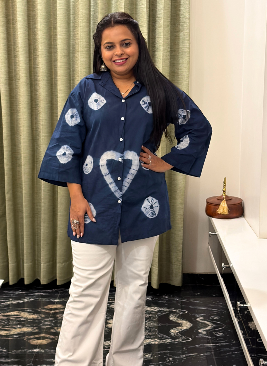 Dark blue hand batik shirts