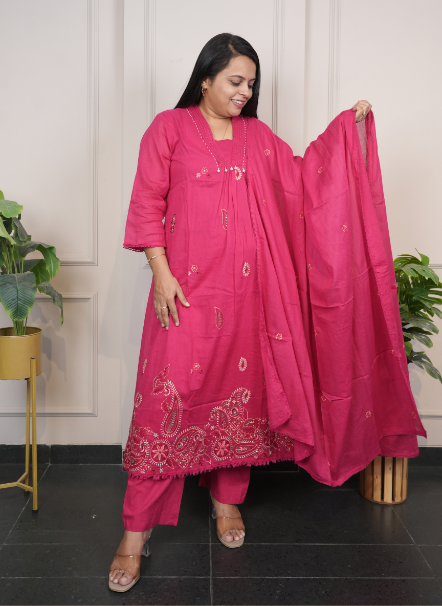 Rani mul-cotton embroidery dress
