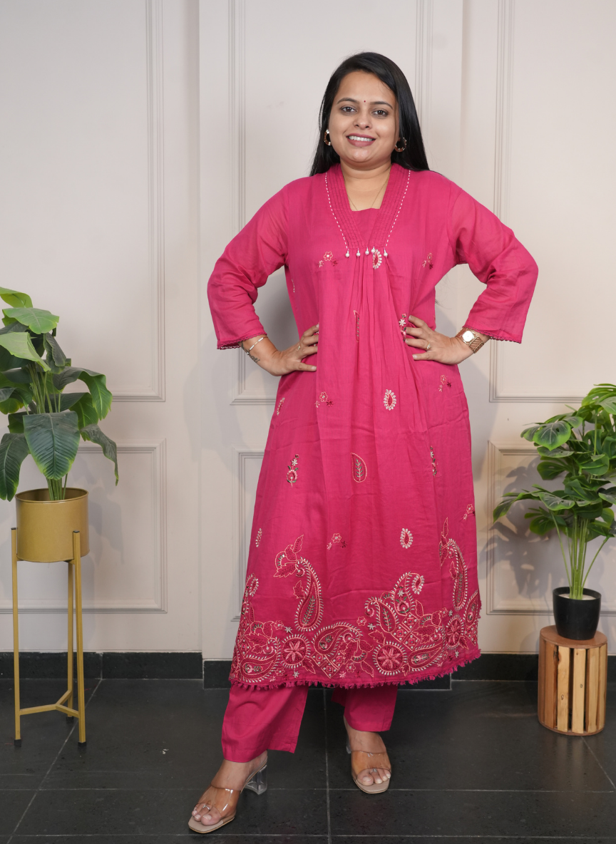 Rani mul-cotton embroidery dress