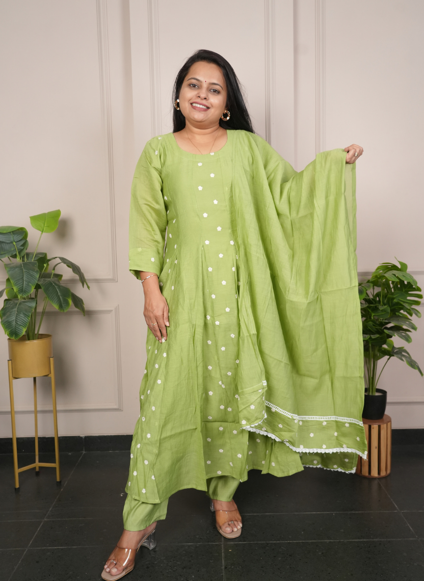 Light green embroidery dress
