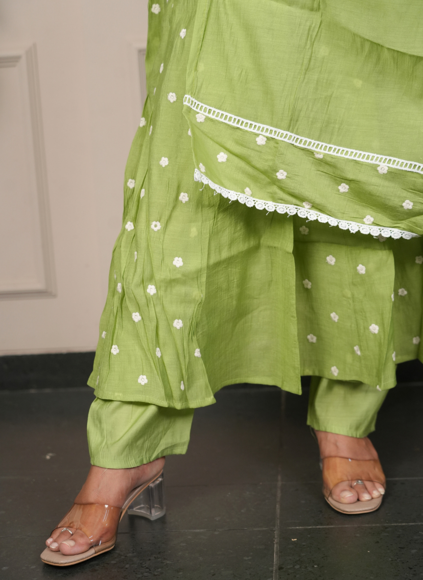 Light green embroidery dress