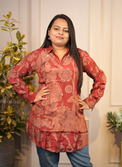 Maroon crape silk shirt