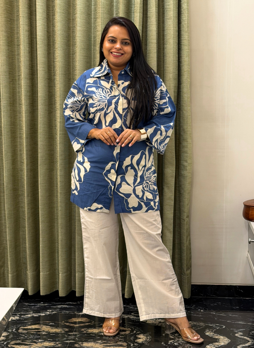 Blue & white cotton co-ord set