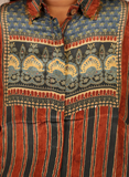 Maroon Ajrakh Print crape silk shirt