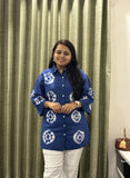 Blue Cotton Batik Shirt with Traditional Tie-Dye Print