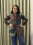 Grey Ajrakh aura crepe silk shirt