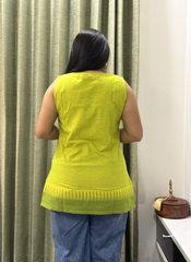 Parrot Green South Cotton Handworked Short Top