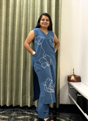 Blue Cotton 2 Piece Kurti Set – Comfortable Daily Wear