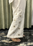 Off white Pure Khadi trending coord set with Hand-mirror work