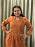 Rust Cotton Dress – Casual Ethnic Wear