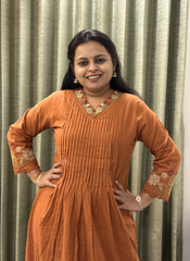 Rust Cotton Dress – Casual Ethnic Wear