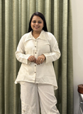 Off white Pure Khadi trending coord set with Hand-mirror work