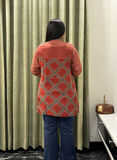 Red Ajrakh print crepe silk premium shirt