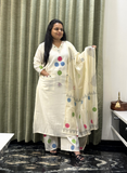 Off White Cotton Silk Dress for Women